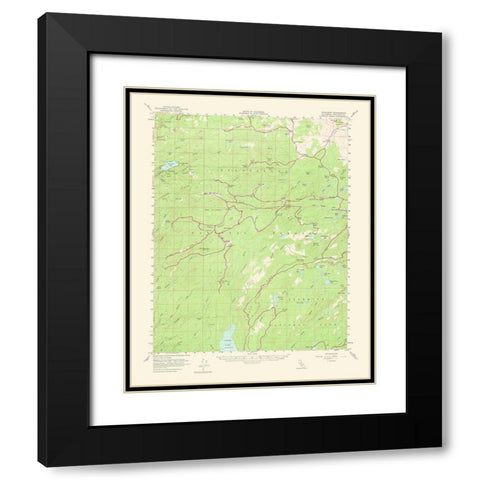 Pinecrest California Quad - USGS 1964 Black Modern Wood Framed Art Print with Double Matting by USGS