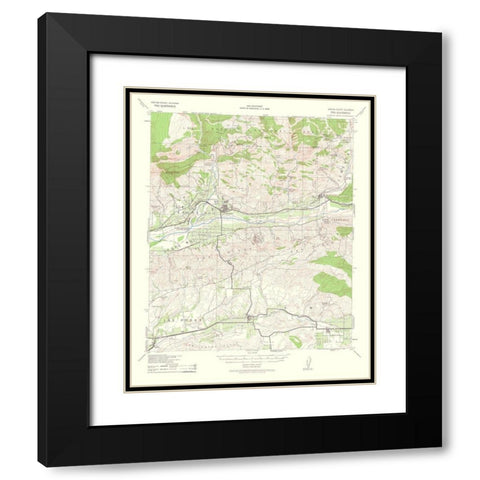 Piru California Quad - USGS 1963 Black Modern Wood Framed Art Print with Double Matting by USGS
