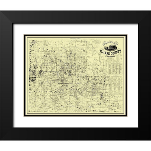Plumas California Landowner - Keddie 1892 Black Modern Wood Framed Art Print with Double Matting by Keddie