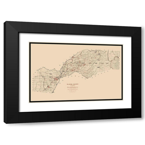 Placer County California Mining - Gage 1902  Black Modern Wood Framed Art Print with Double Matting by Gage