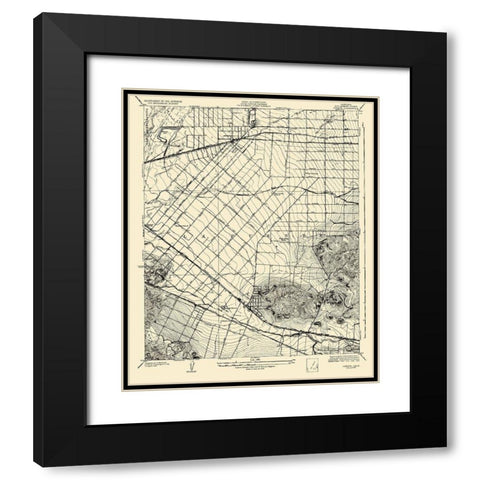 Puente California California Quad - USGS 1927 Black Modern Wood Framed Art Print with Double Matting by USGS