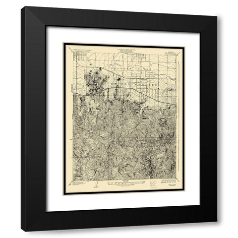 Reseda California Quad - USGS 1928 Black Modern Wood Framed Art Print with Double Matting by USGS