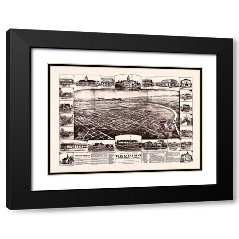Redding California - Bush 1890 Black Modern Wood Framed Art Print with Double Matting by Bush