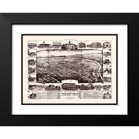 Redding California - Bush 1890 Black Modern Wood Framed Art Print with Double Matting by Bush