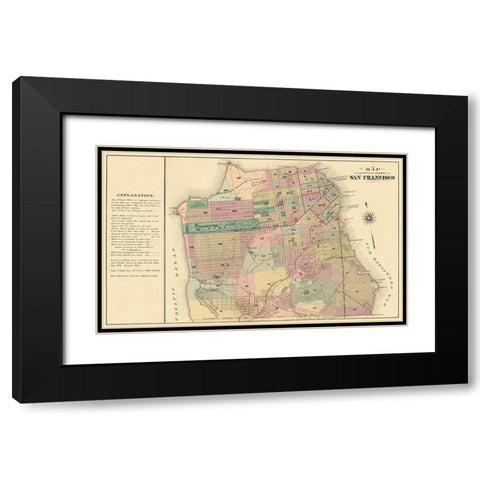 San Francisco California - Humpfreys 1876 Black Modern Wood Framed Art Print with Double Matting by Humpfreys