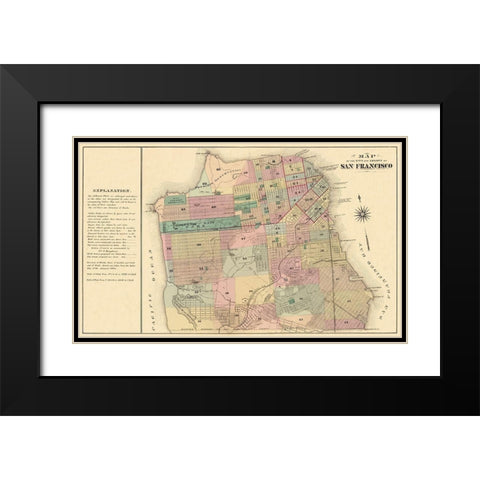 San Francisco California - Humpfreys 1876 Black Modern Wood Framed Art Print with Double Matting by Humpfreys