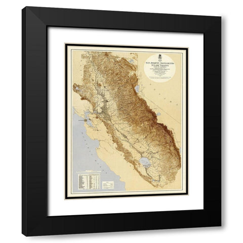 San Joaquin, Tulare Valleys California Black Modern Wood Framed Art Print with Double Matting by US War Dept