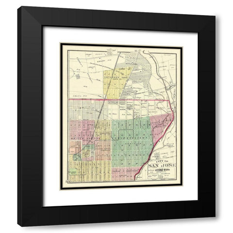 San Jose, 2ndWard California Landowner Black Modern Wood Framed Art Print with Double Matting by Thompson