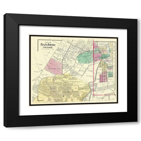 San Jose, 4th Ward California Landowner Black Modern Wood Framed Art Print with Double Matting by Thompson