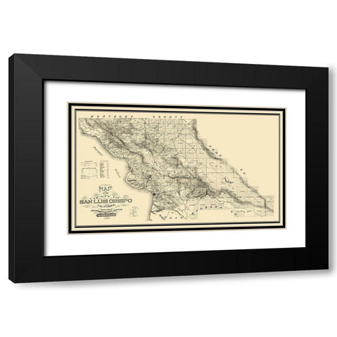 San Luis Obispo California - Henderson 1890 Black Modern Wood Framed Art Print with Double Matting by Henderson
