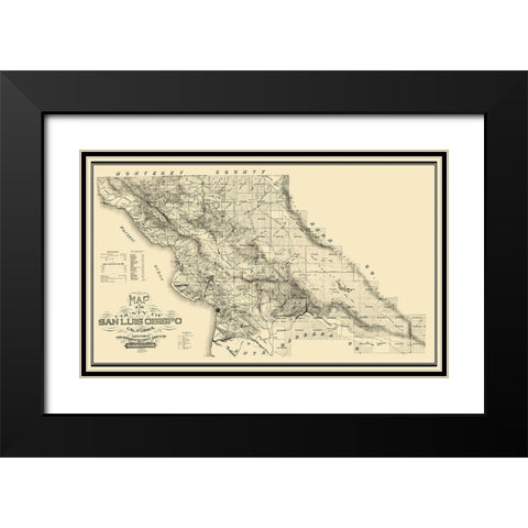 San Luis Obispo California - Henderson 1890 Black Modern Wood Framed Art Print with Double Matting by Henderson