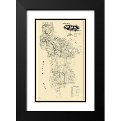 San Mateo California Landowner - Bromfield 1894 Black Modern Wood Framed Art Print with Double Matting by Bromfield