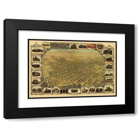 San Jose California - Stone 1901 Black Modern Wood Framed Art Print with Double Matting by Stone