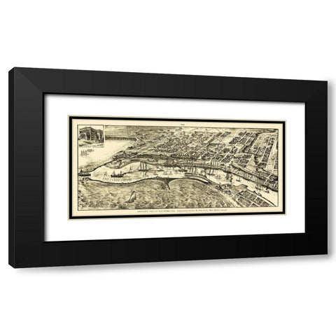 San Pedro California - Peck 1905 Black Modern Wood Framed Art Print with Double Matting by Peck