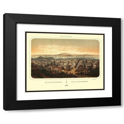 San Francisco California - Deroy 1860 Black Modern Wood Framed Art Print with Double Matting by Deroy
