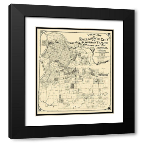 Sacramento California - Anderson 1908 Black Modern Wood Framed Art Print with Double Matting by Anderson