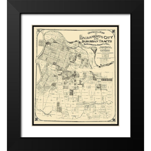 Sacramento California - Anderson 1908 Black Modern Wood Framed Art Print with Double Matting by Anderson