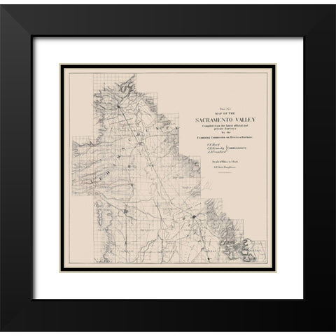 Sacramento Valley California - Britton and Rey Black Modern Wood Framed Art Print with Double Matting by Britton