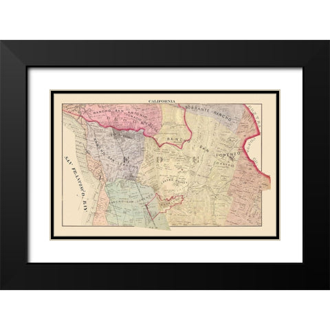 San Leandro, San Lorenzo California Landowner Black Modern Wood Framed Art Print with Double Matting by Thompson