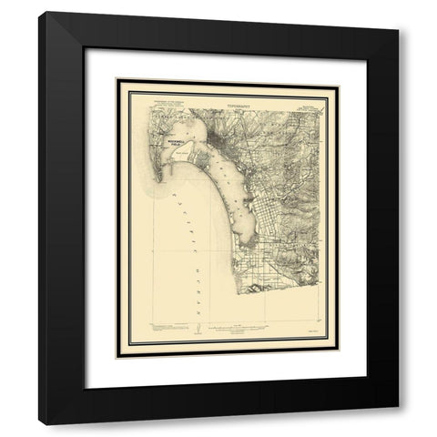 San Diego California Quad - USGS 1904 Black Modern Wood Framed Art Print with Double Matting by USGS