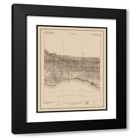 Santa Barbara California Quad - USGS 1903 Black Modern Wood Framed Art Print with Double Matting by USGS