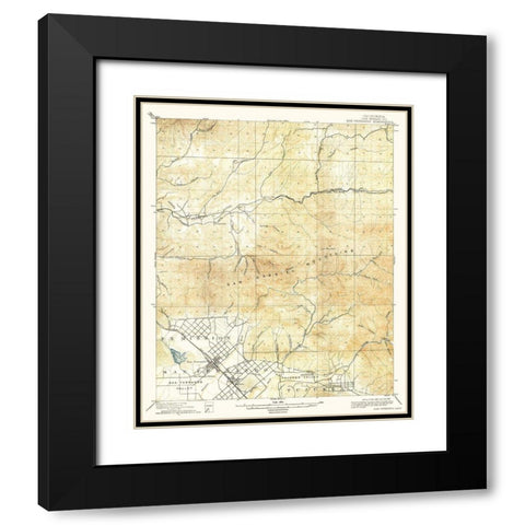San Fernando California Quad - USGS 1900 Black Modern Wood Framed Art Print with Double Matting by USGS