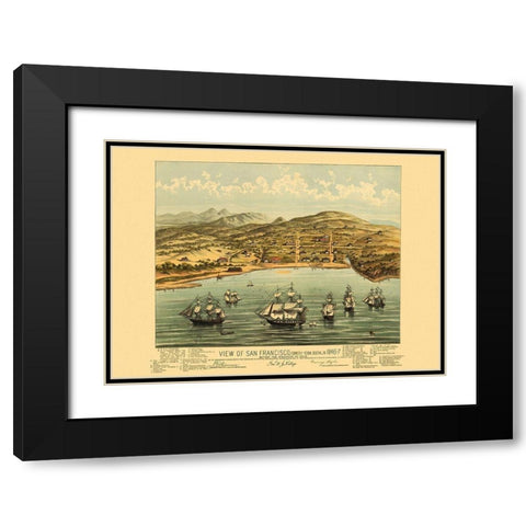 San Francisco California - Bosqui 1847 Black Modern Wood Framed Art Print with Double Matting by Bosqui