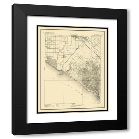 Santa Ana California Quad - USGS 1901 Black Modern Wood Framed Art Print with Double Matting by USGS