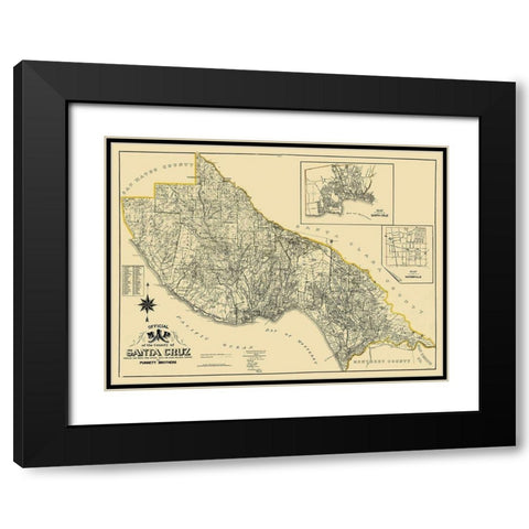 Santa Cruz California Landowner - Punnett 1906 Black Modern Wood Framed Art Print with Double Matting by Punnett