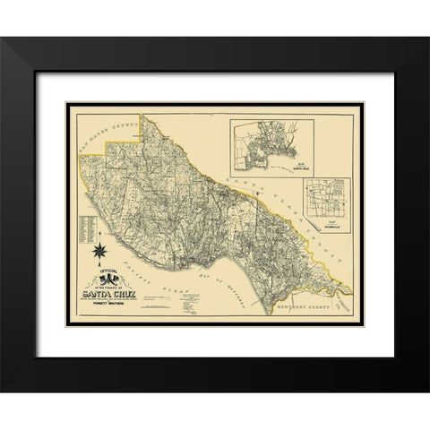 Santa Cruz California Landowner - Punnett 1906 Black Modern Wood Framed Art Print with Double Matting by Punnett