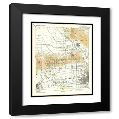 Santa Monica California Quad - USGS 1893 Black Modern Wood Framed Art Print with Double Matting by USGS