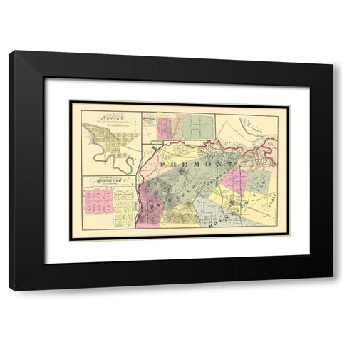 Fremont California Landowner - Thompson 1876 Black Modern Wood Framed Art Print with Double Matting by Thompson