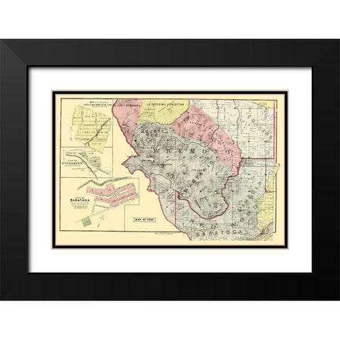 Santa Clara California Landowner - Thomas 1876 Black Modern Wood Framed Art Print with Double Matting by Thomas