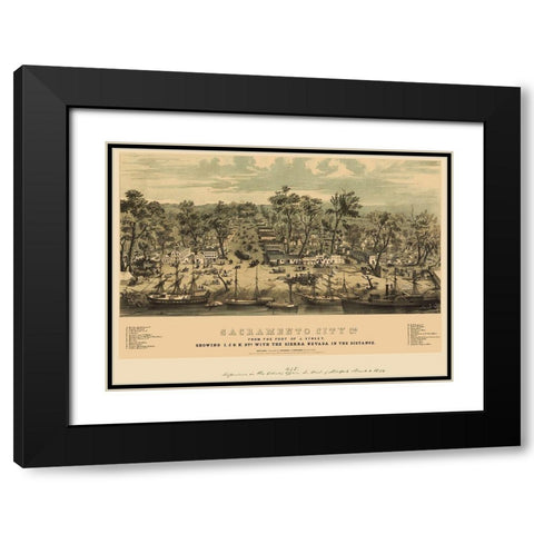 Sacramento California - Stringer 1850 Black Modern Wood Framed Art Print with Double Matting by Stringer