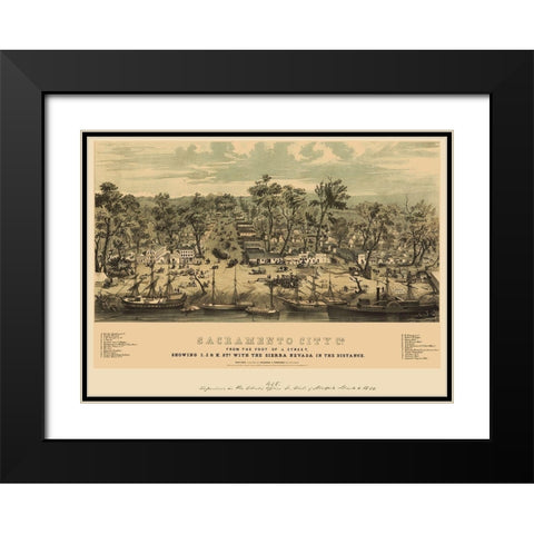 Sacramento California - Stringer 1850 Black Modern Wood Framed Art Print with Double Matting by Stringer
