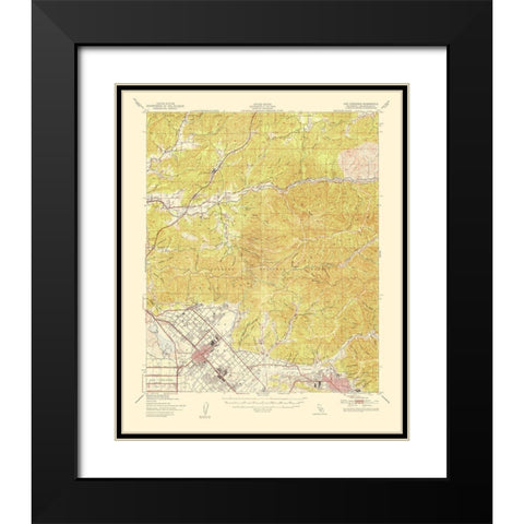 San Fernando California Quad - USGS 1955 Black Modern Wood Framed Art Print with Double Matting by USGS