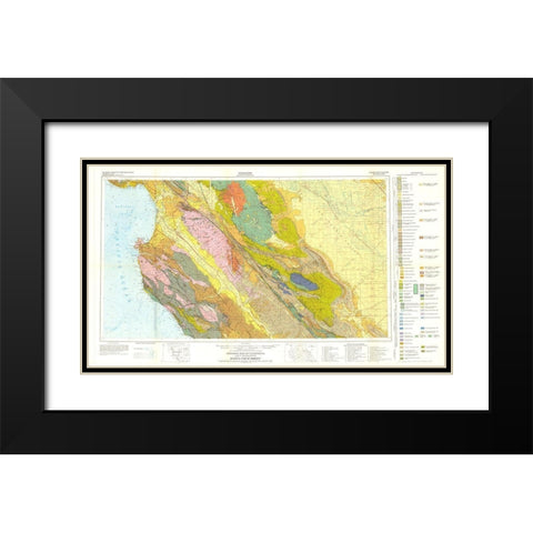 Santa Cruz Sheet California Mines - Jennings 1955 Black Modern Wood Framed Art Print with Double Matting by Jennings