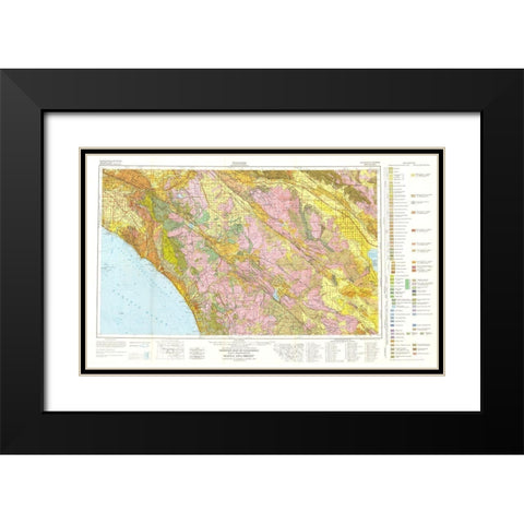 Santa Ana Sheet California Mines - Rogers 1958 Black Modern Wood Framed Art Print with Double Matting by Rogers