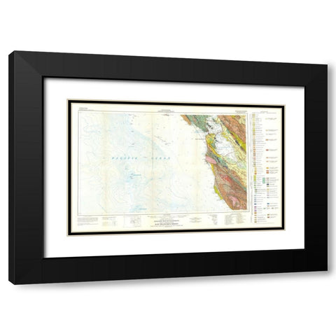 San Francisco Sheet California Mines Black Modern Wood Framed Art Print with Double Matting by Jennings