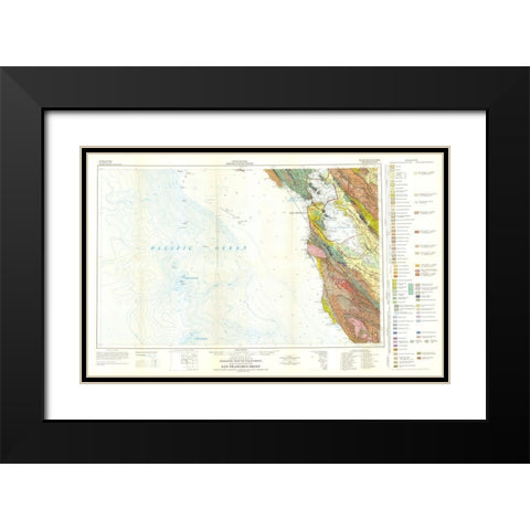 San Francisco Sheet California Mines Black Modern Wood Framed Art Print with Double Matting by Jennings
