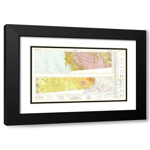 San Diego El Centro Sheet California Mines Black Modern Wood Framed Art Print with Double Matting by Strand