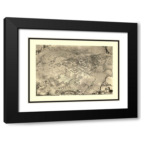 Santa Barbara California -1896 Black Modern Wood Framed Art Print with Double Matting by Unknown