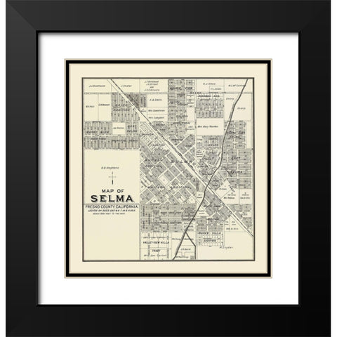 Selma California Landowner - Thomas 1892 Black Modern Wood Framed Art Print with Double Matting by Thomas
