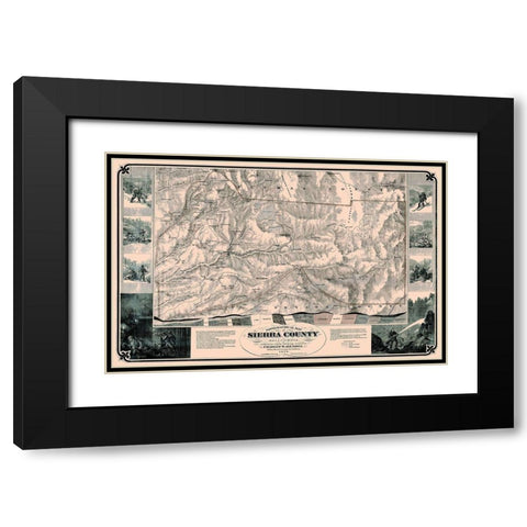 Sierra County California - Hendel 1874 Black Modern Wood Framed Art Print with Double Matting by Hendel