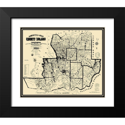 Solano California Landowner - Eager 1890 Black Modern Wood Framed Art Print with Double Matting by Eager