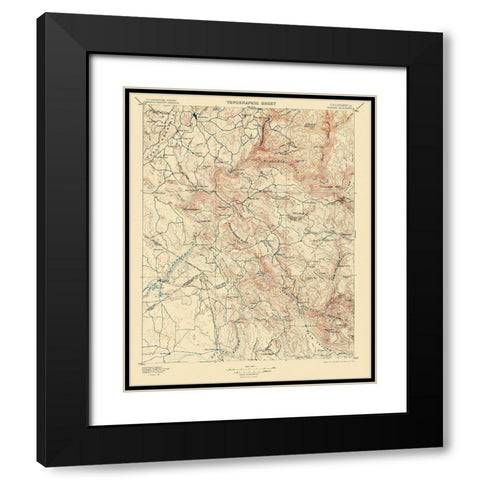 Sonora California Quad - USGS 1897 Black Modern Wood Framed Art Print with Double Matting by USGS