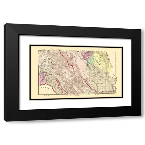 Sonoma  South California Landowner - Thompson 1877 Black Modern Wood Framed Art Print with Double Matting by Thompson