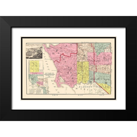 Sonoma Southwest Coastal California Landowner Black Modern Wood Framed Art Print with Double Matting by Thompson