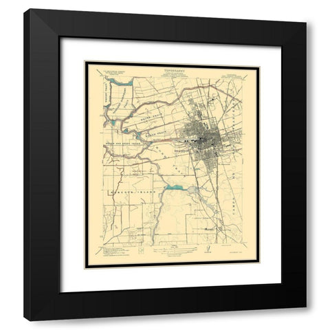 Stockton California Quad - USGS 1913 Black Modern Wood Framed Art Print with Double Matting by USGS