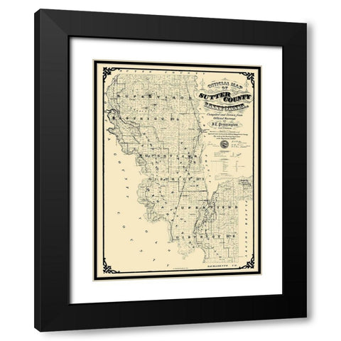 Sutter California Landowner - Pennington 1873 Black Modern Wood Framed Art Print with Double Matting by Pennington